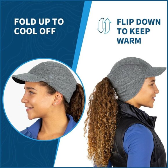 Women\'s Heather Grey Trailblazer Reflective Fleece Ponytail Hole Winter Hats main image 4